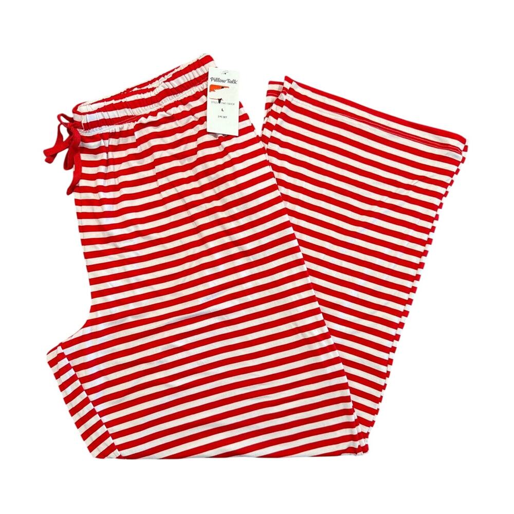 NWT Pillow Talk Soft Stripe Pajama Pants, Red & White, Women's Large